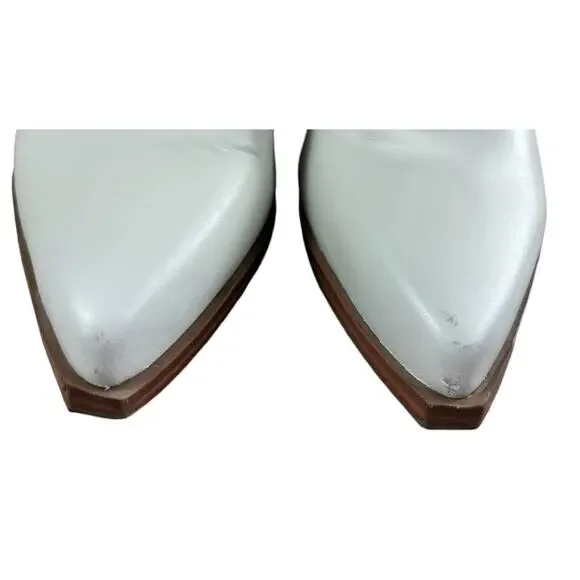 Marc Fisher Women's Matter Block Heel Booties Sz 7.5 M White Leather Pointy Toe - Picture 7 of 10